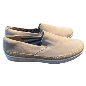 Clarks Marie Sail Slip On Walking Sneaker White Leather Espadrille Women 8.5 W‎